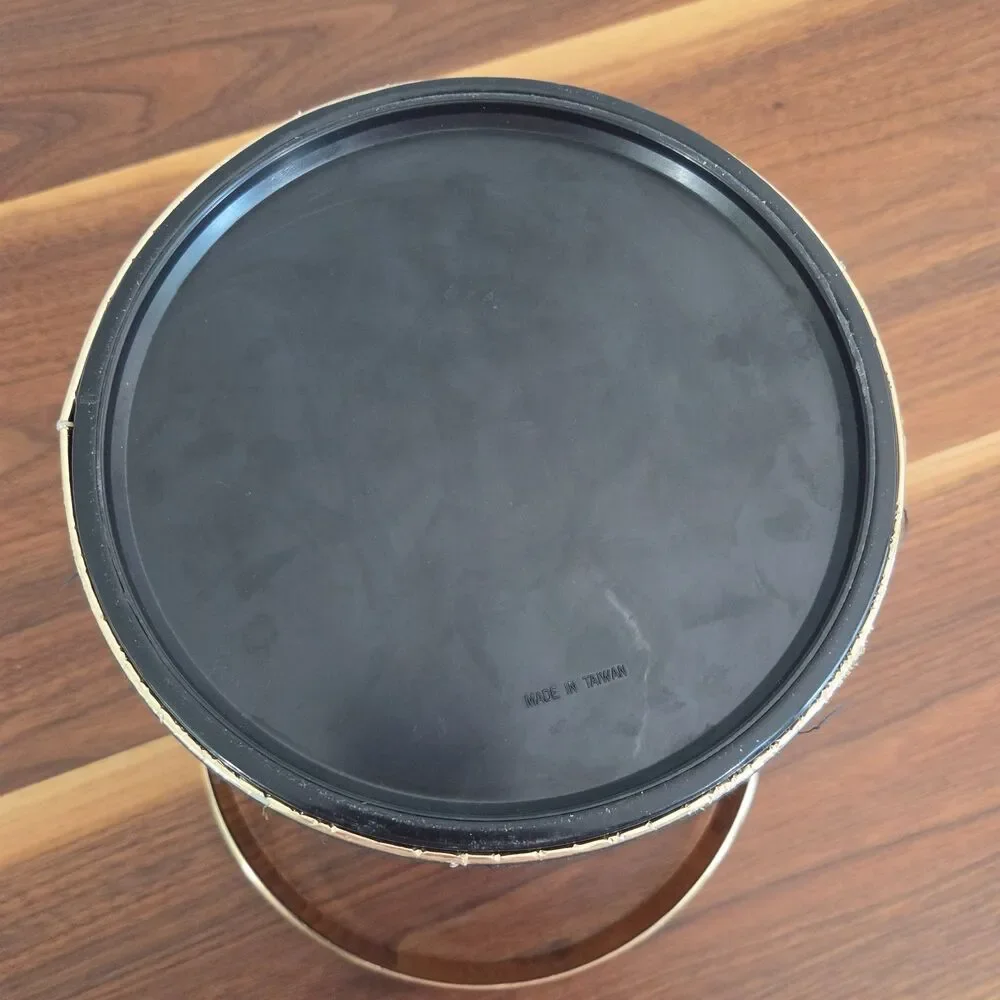 Vintage Mid Century MCM Black Faux Leather Ice Bucket Retro Barware Cocktails